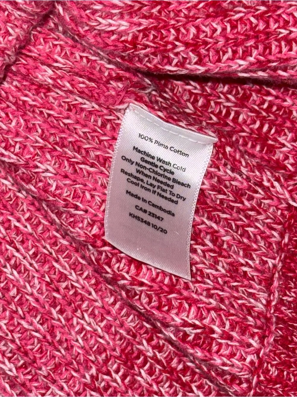 Talbots 100% Pima Cotton P Small Ombre Sweater Pink Orange Colorblock Knit Top